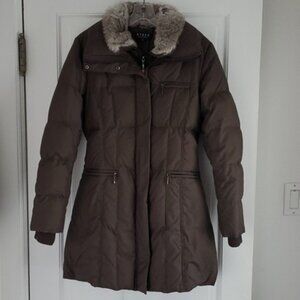 STEVE by SEARLE Rabbit Fur Trim Brown Down Coat - S